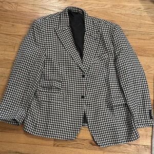 Men's Black and White Houndstooth Blazer